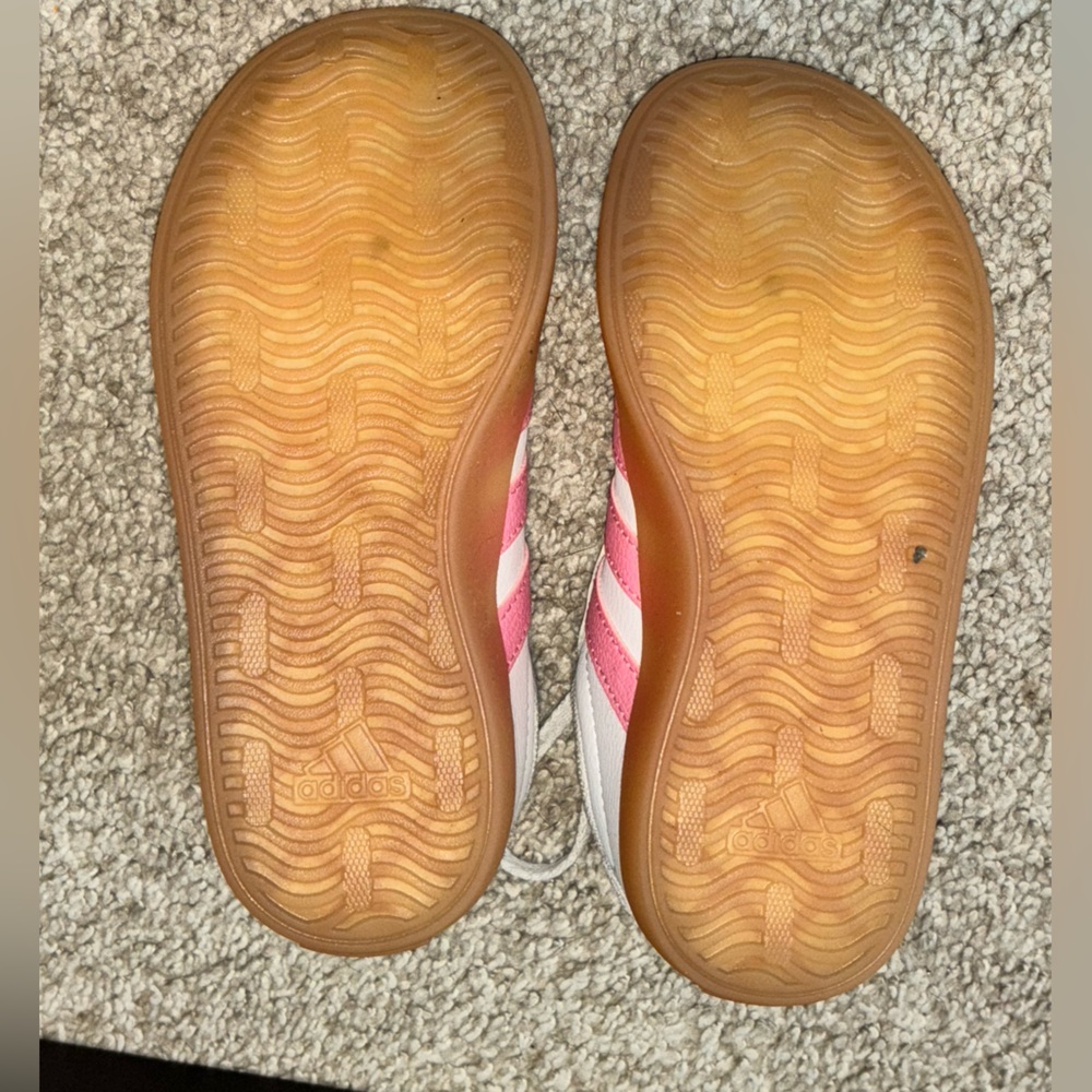 Adidas Kids White and Pink Sneakers with Tan Sole VL Court 3.0 K - Picture 9 of 10